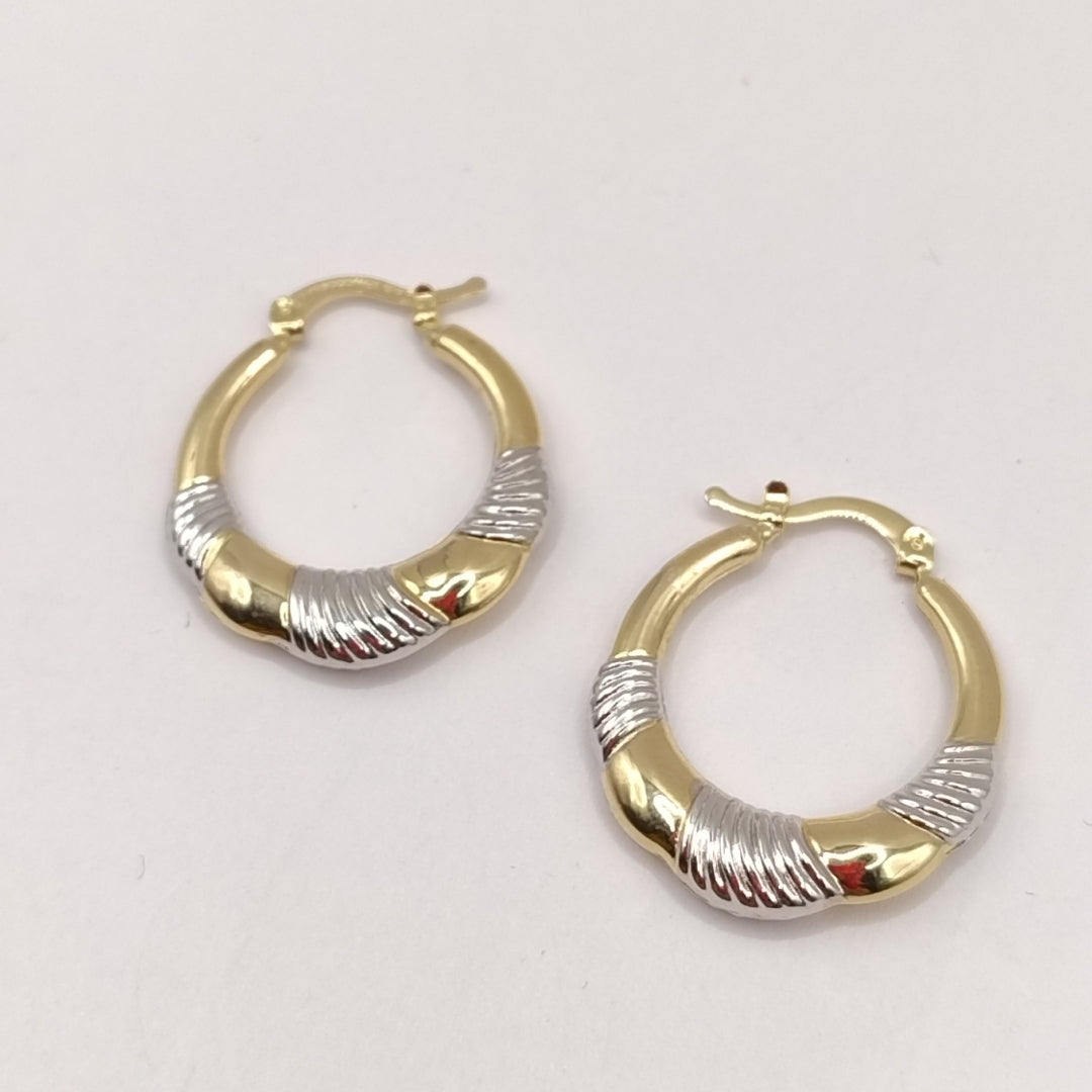 ARETES ARRACADAS HUECAS COMBINADAS 14K 2.6 GR (NUEVO)