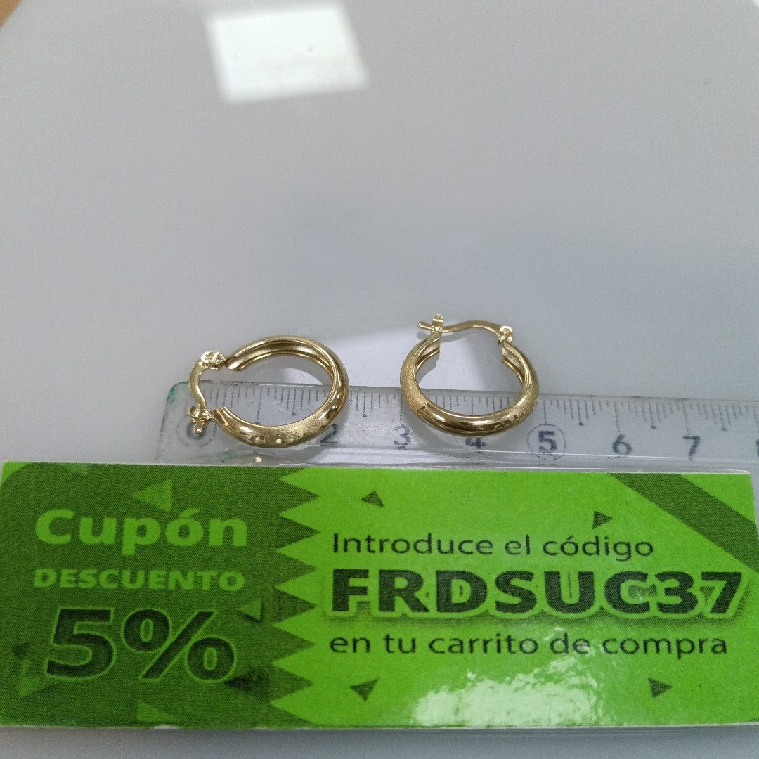 ARETES TEJIDO ARRACADA SATINADA 14K 2.5 GR (NUEVO)