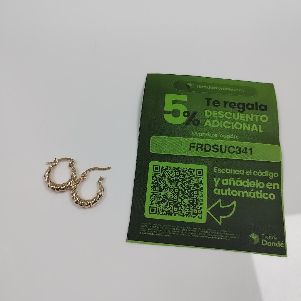 ARETES ARRACADAS TZL HUECAS 14K 1.5 GR (NUEVO)