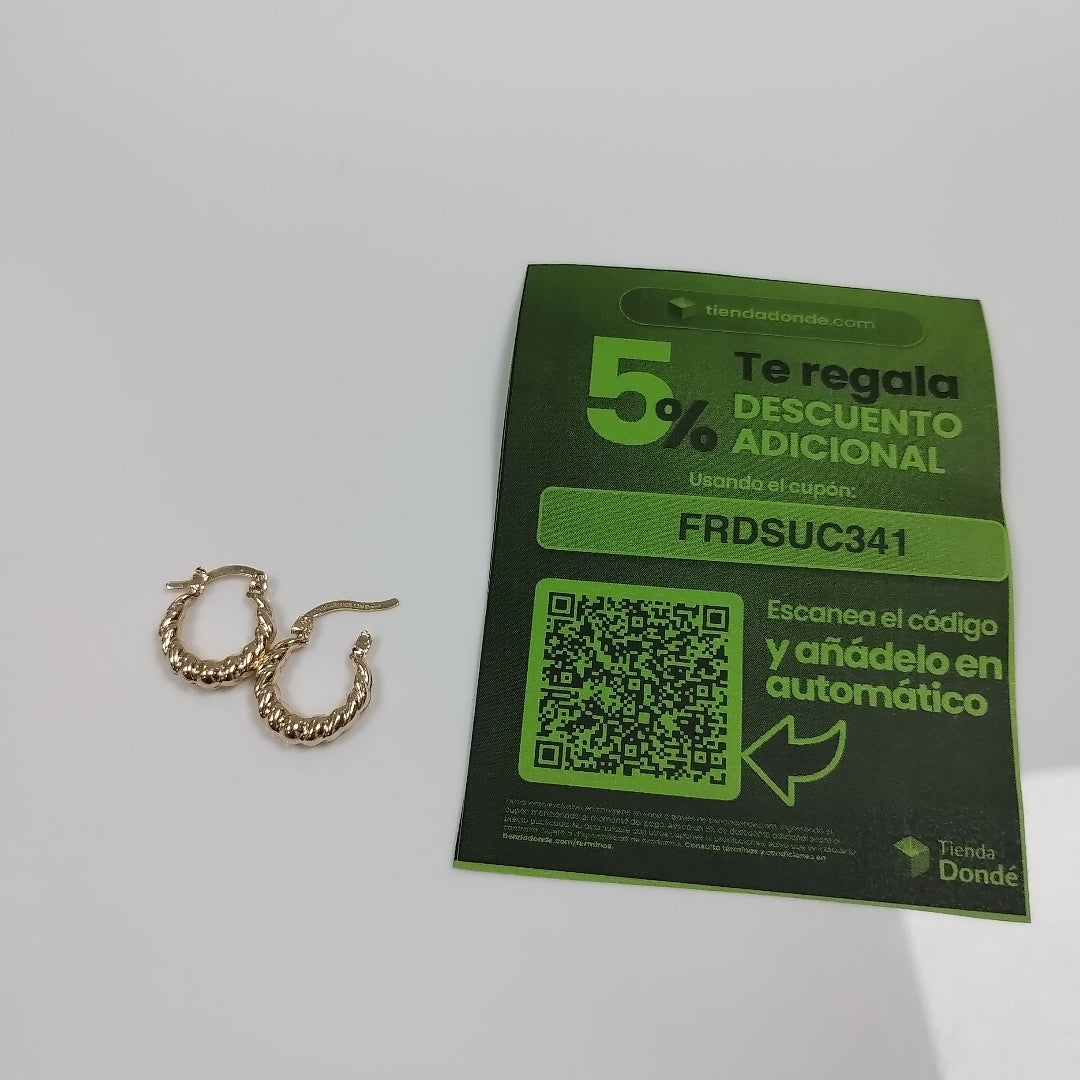 ARETES ARRACADAS TZL HUECAS 14K 1.5 GR (NUEVO)