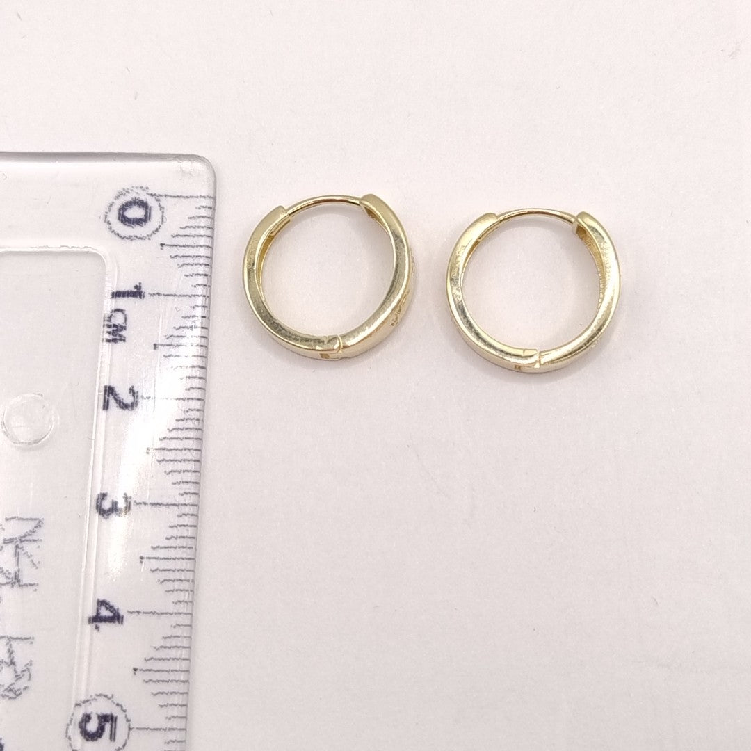 ARETES TEJIDO HUGGIES CON CIRCONIAS 14K 3 GR (NUEVO)