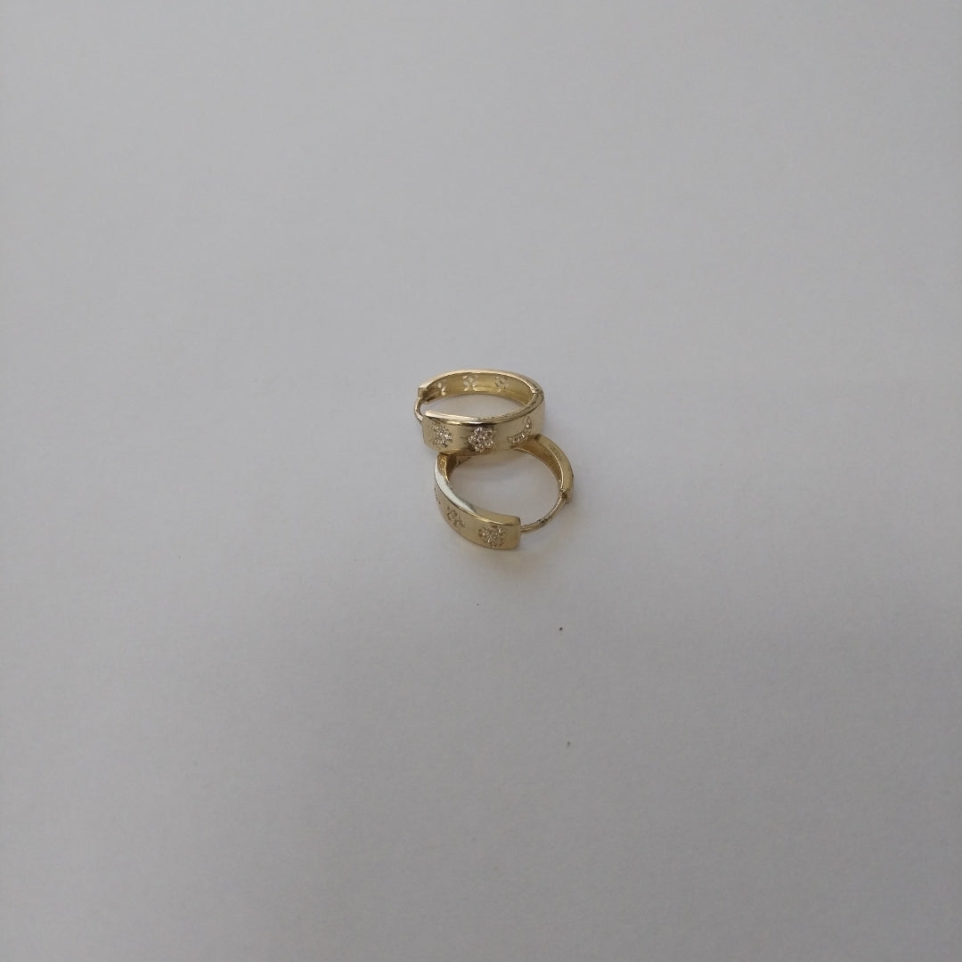 ARETES TEJIDO HUGGIES CON CIRCONIAS 14K 3 GR (NUEVO)