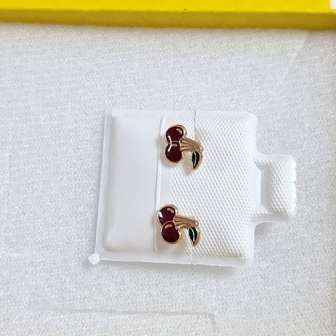 BROQUELES BROQUE FIG CEREZA C ESMALTE 14K 0.2203 GR (NUEVO)