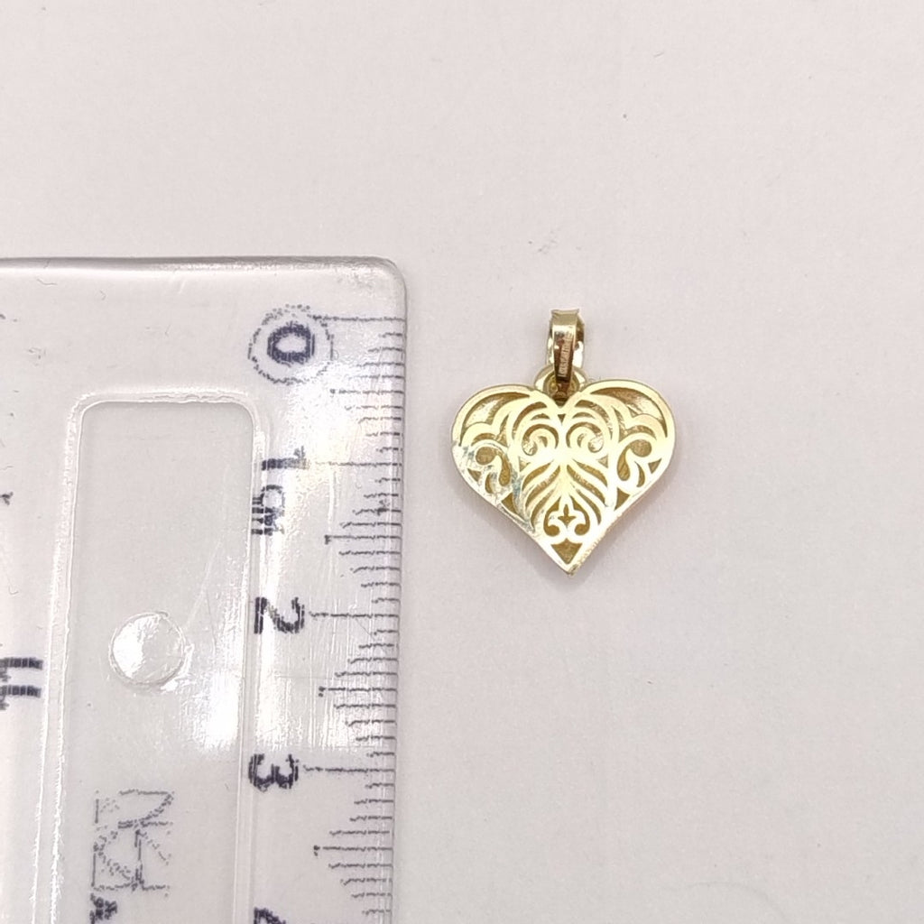 DIJE TEJIDO CORAZON LABRADO COMBINADO 14K 1.2 GR (NUEVO)