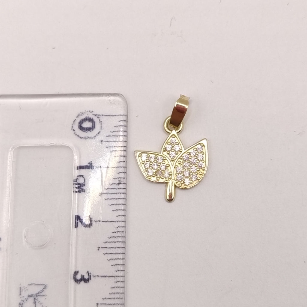 DIJE TEJIDO HOJAS CON CIRCONIAS 14K 1 GR (NUEVO)