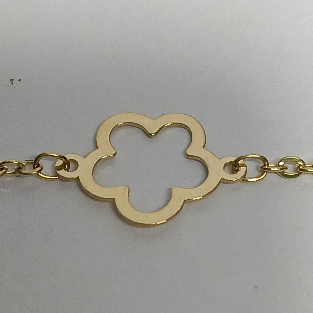 PULSERA TEJIDO ESPECIAL CON FLOR 14K 18 CM 1.6 GR (NUEVO)
