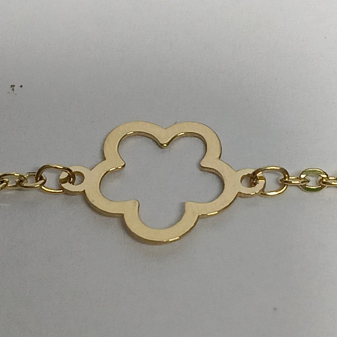 PULSERA TEJIDO ESPECIAL CON FLOR 14K 18 CM 1.6 GR (NUEVO)