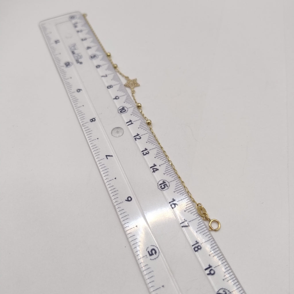 PULSERA ESPECIAL CON ESTRELLA Y CIRCONIAS 14K 18 CM 1.5 GR (NUEVO)