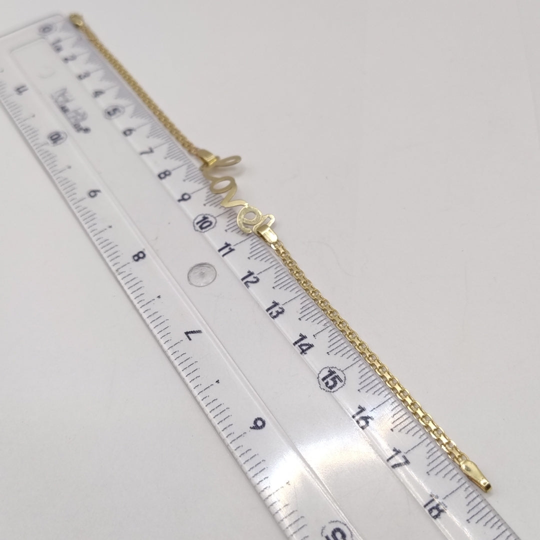 PULSERA ESCLAVA GRABADA LOVE 10K 18 CM 2.7 GR (NUEVO)