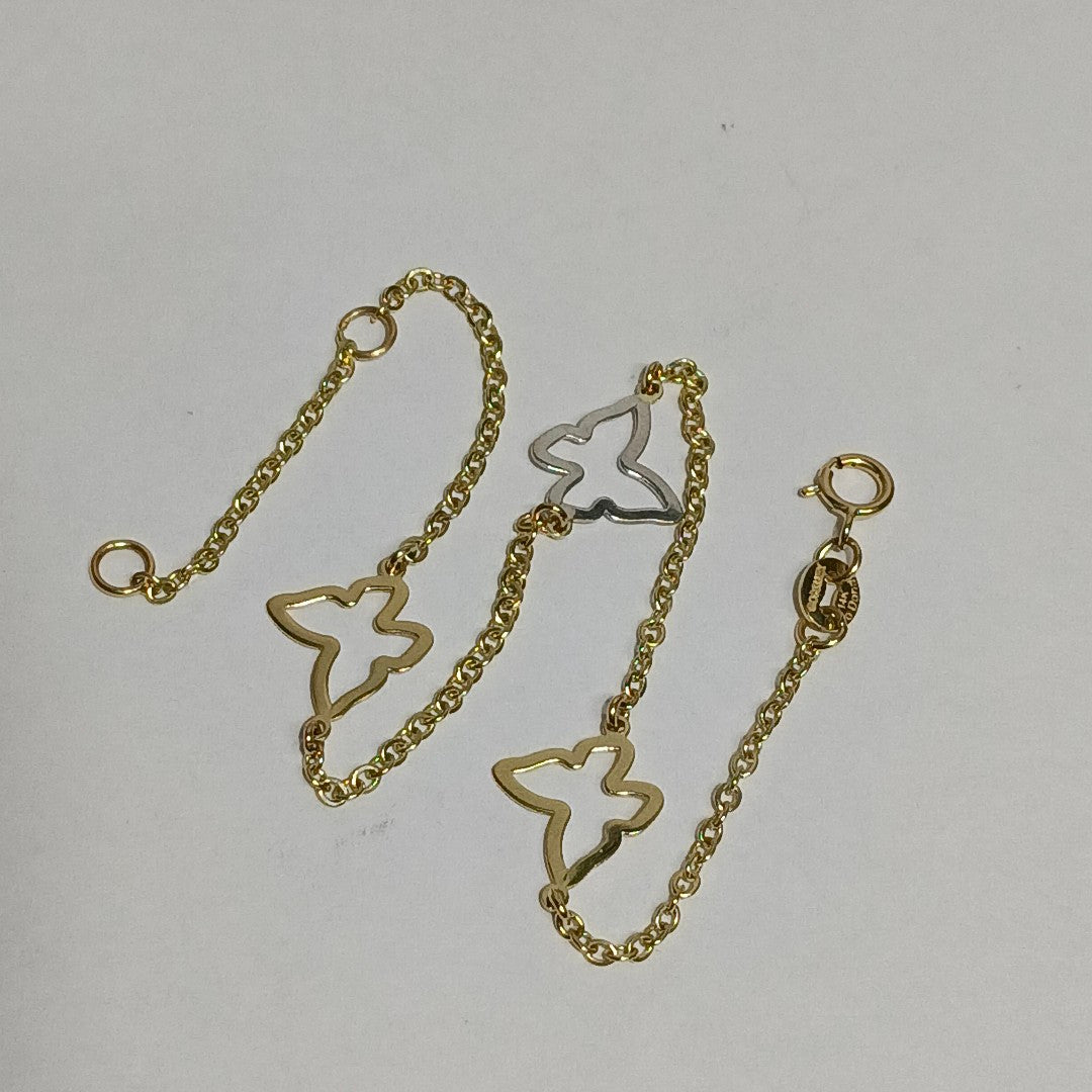 PULSERA ESPECIAL C MARIPOSAS 14K 18 CM 1.7 GR (NUEVO)