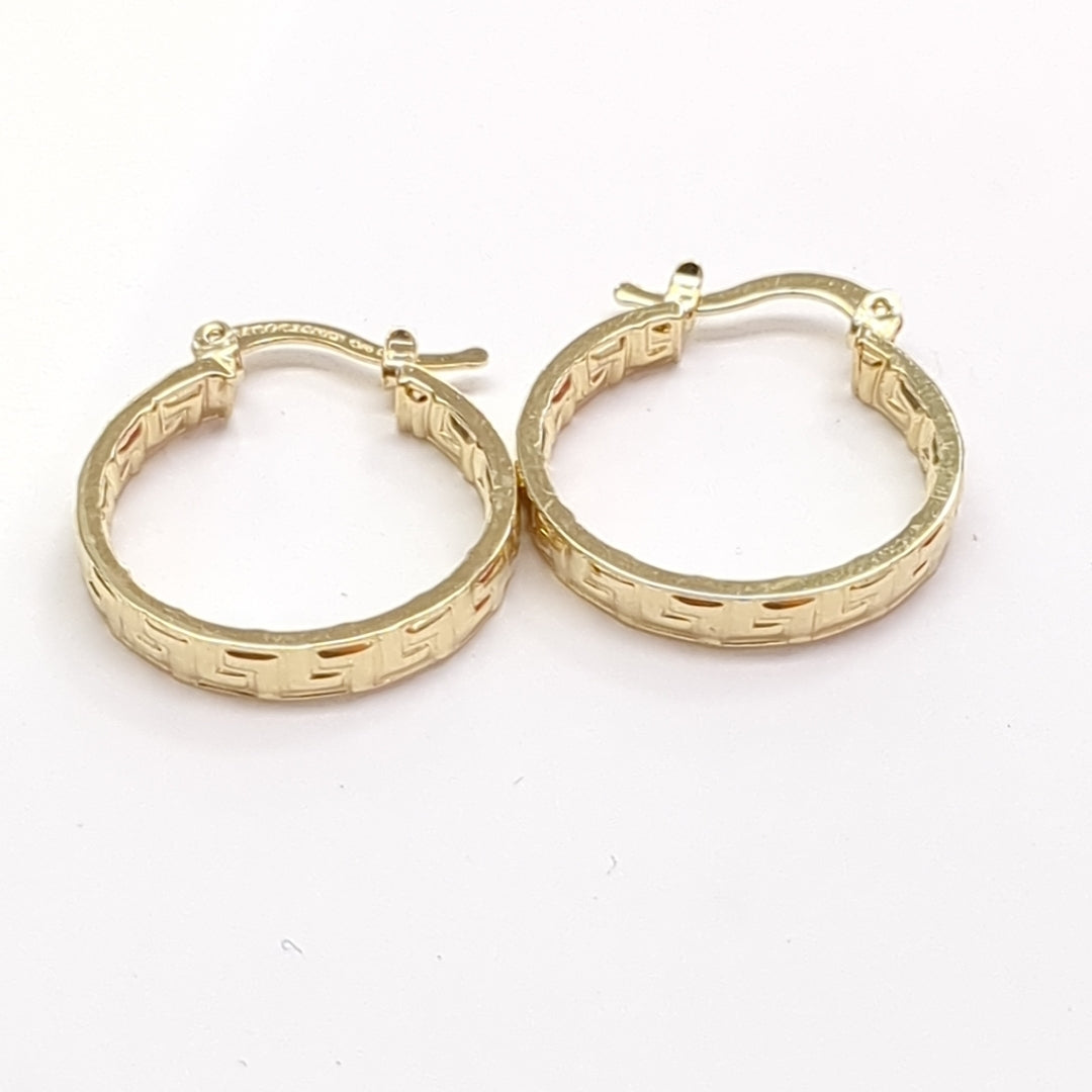 ARETES TEJIDO ARRACADAS TIPO GRECAS 14K 2.2 GR (NUEVO)