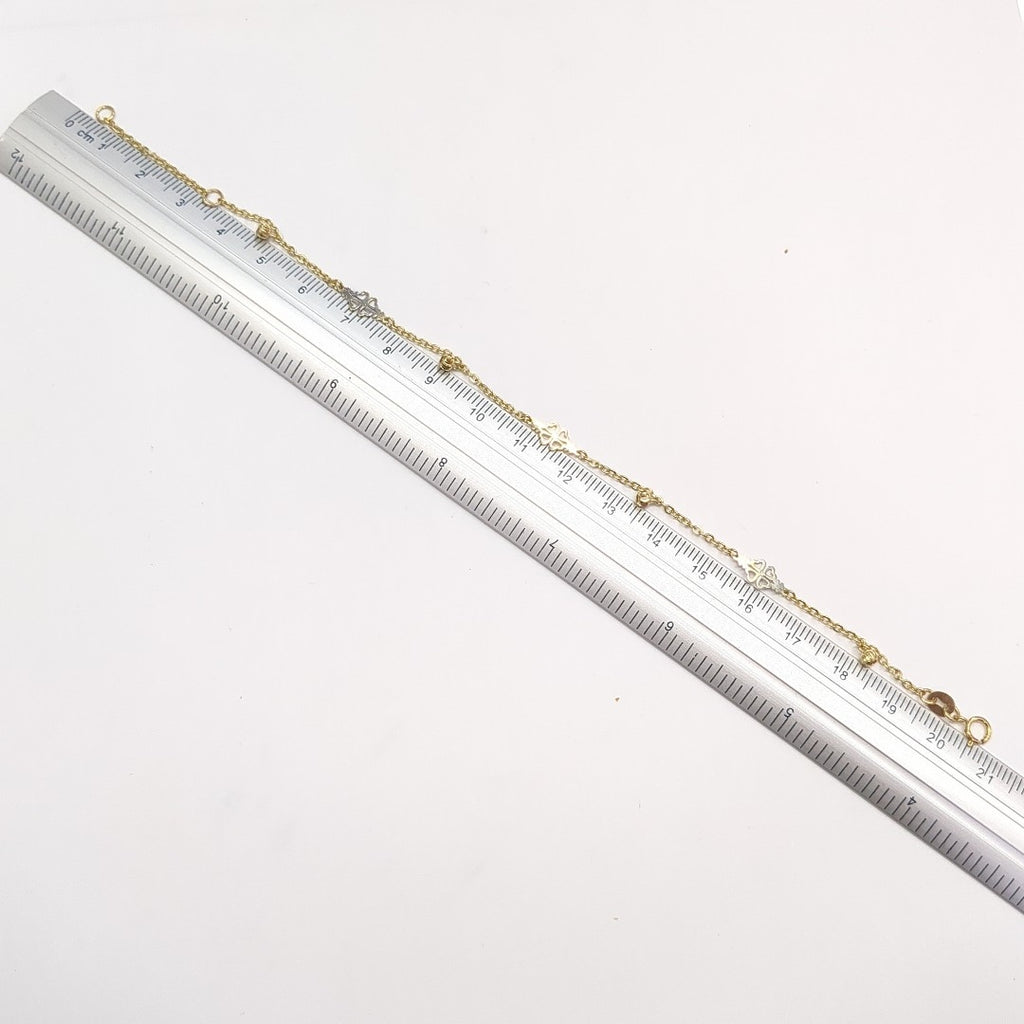 PULSERA ESPECIAL CON TREBOL 14K 18 CM 1.8 GR (NUEVO)