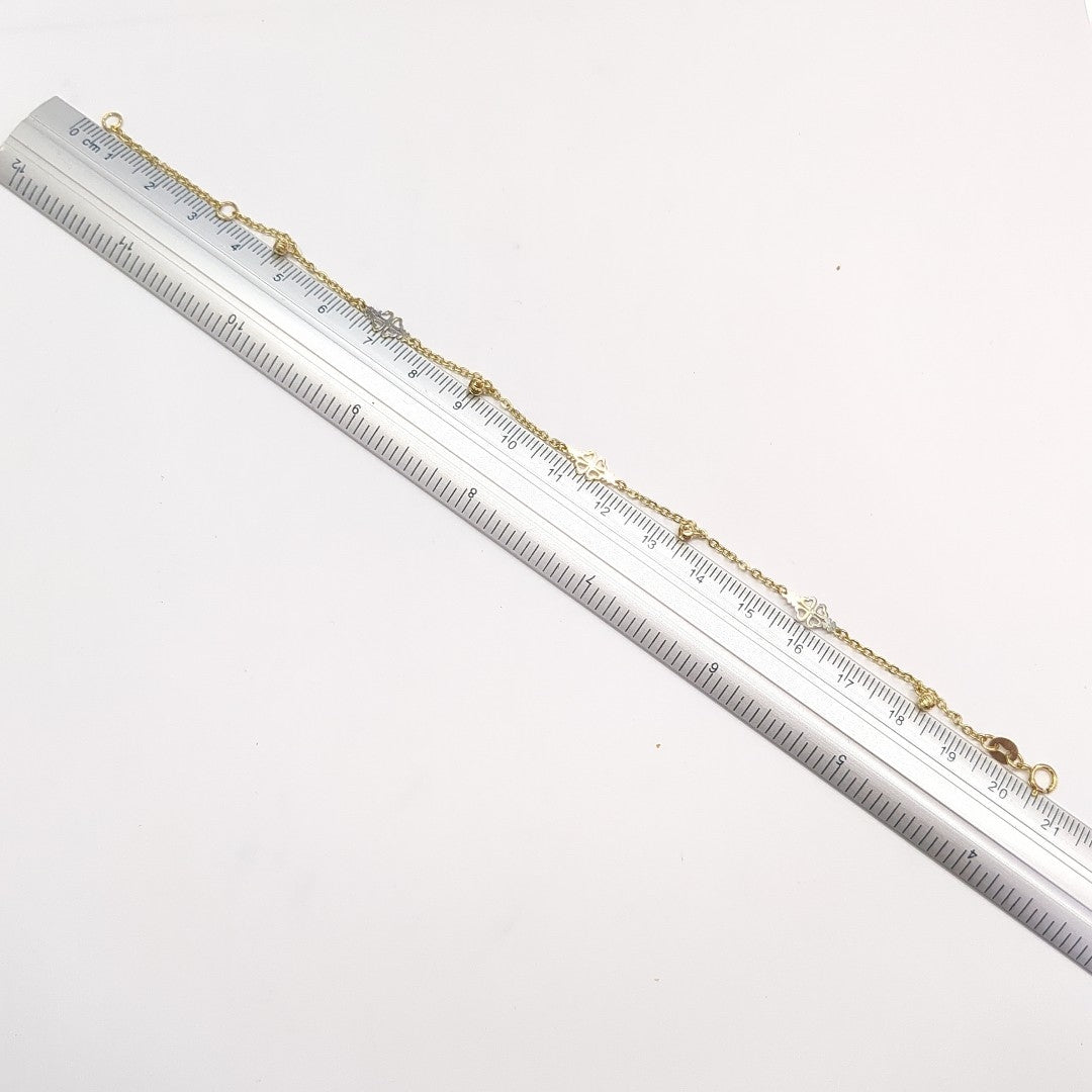 PULSERA ESPECIAL CON TREBOL 14K 18 CM 1.8 GR (NUEVO)