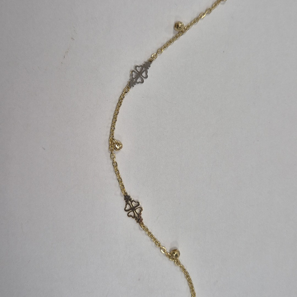 PULSERA ESPECIAL CON TREBOL 14K 18 CM 1.8 GR (NUEVO)