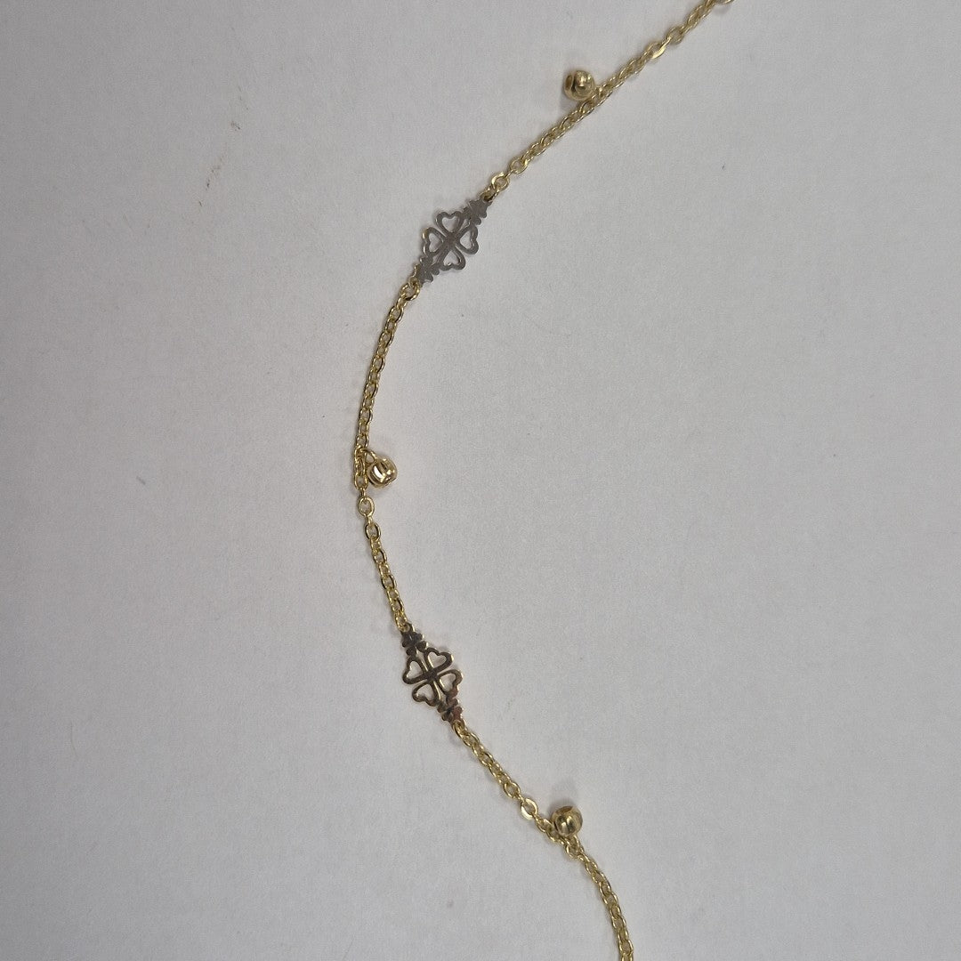 PULSERA ESPECIAL CON TREBOL 14K 18 CM 1.8 GR (NUEVO)