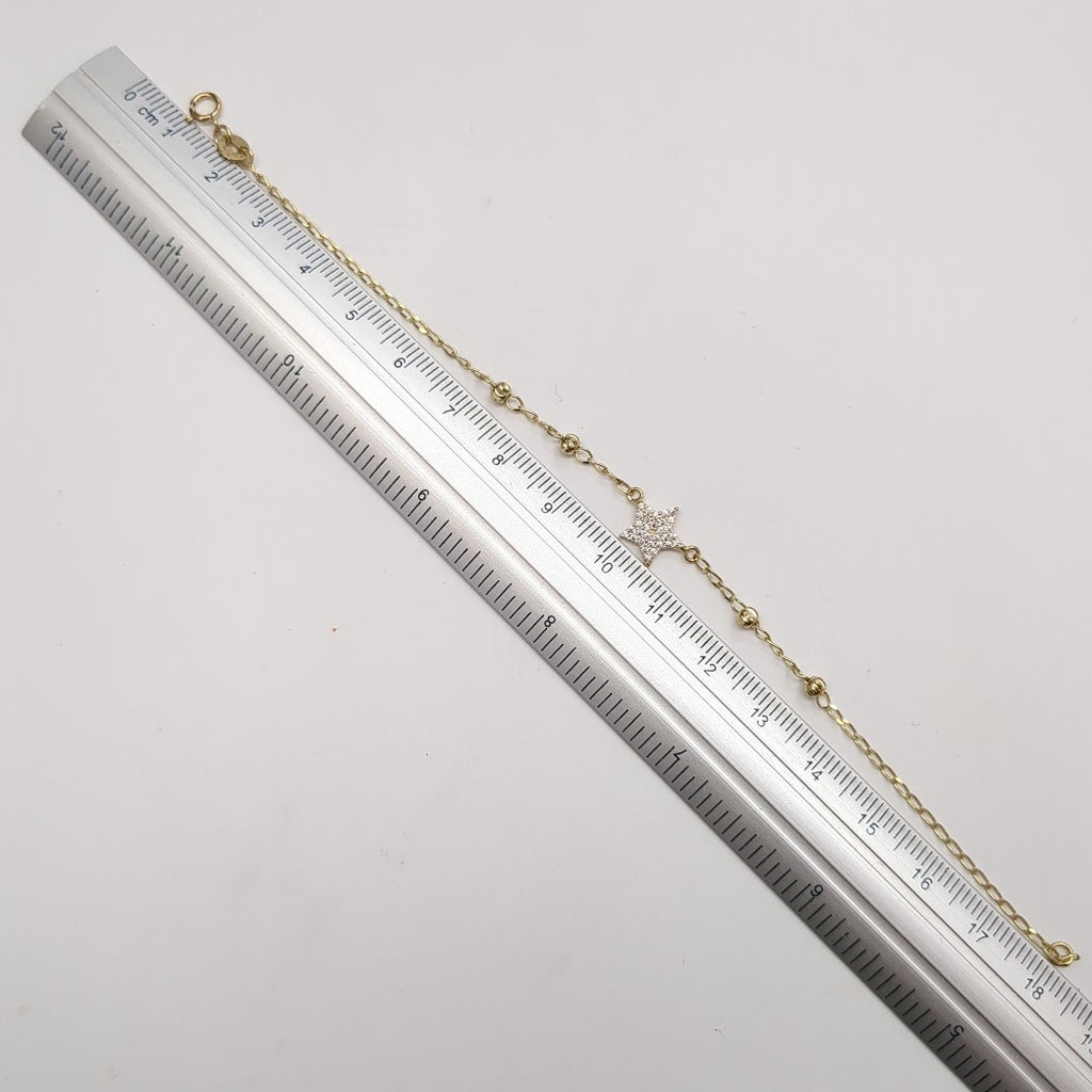 PULSERA ESPECIAL CON ESTRELLA Y CIRCONIAS 14K 18 CM 1.5 GR (NUEVO)