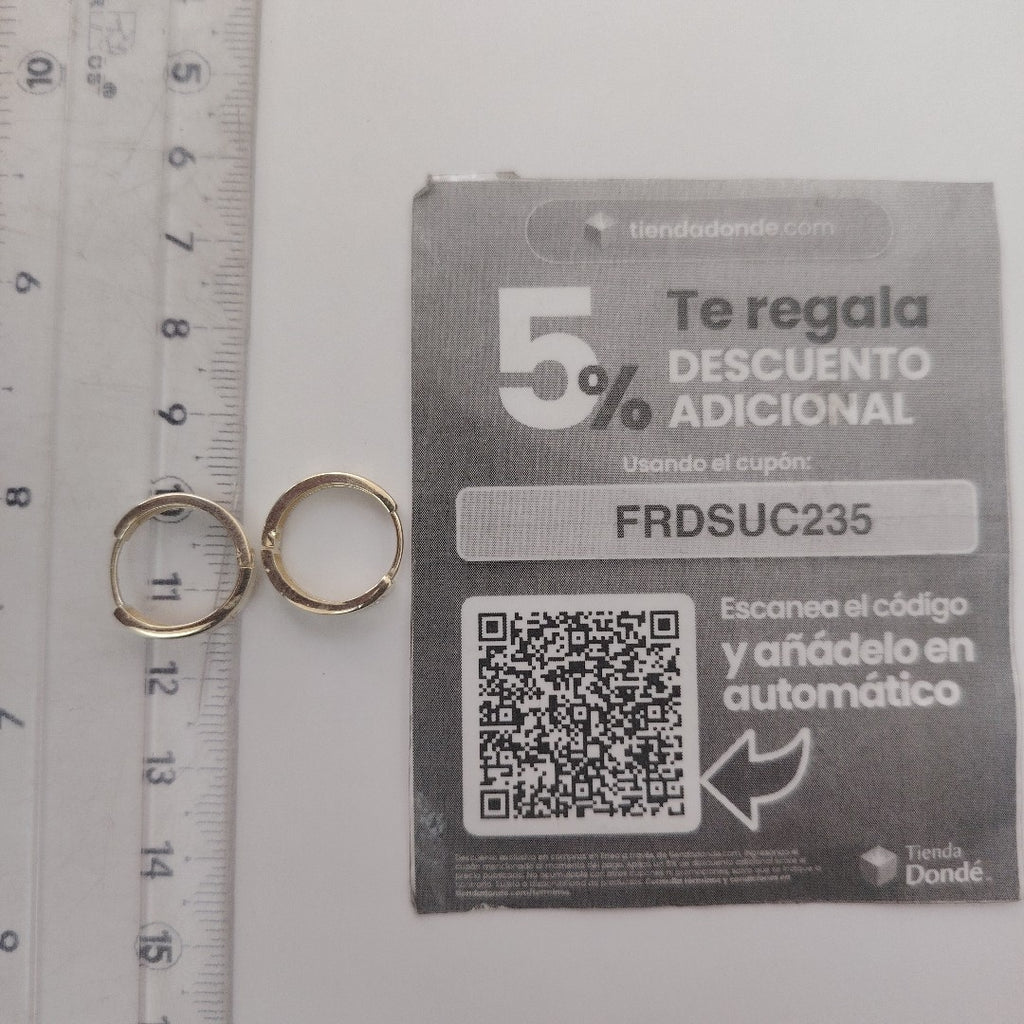 ARETES TEJIDO HUGGIES CON CIRCONIAS 14K 3 GR (NUEVO)