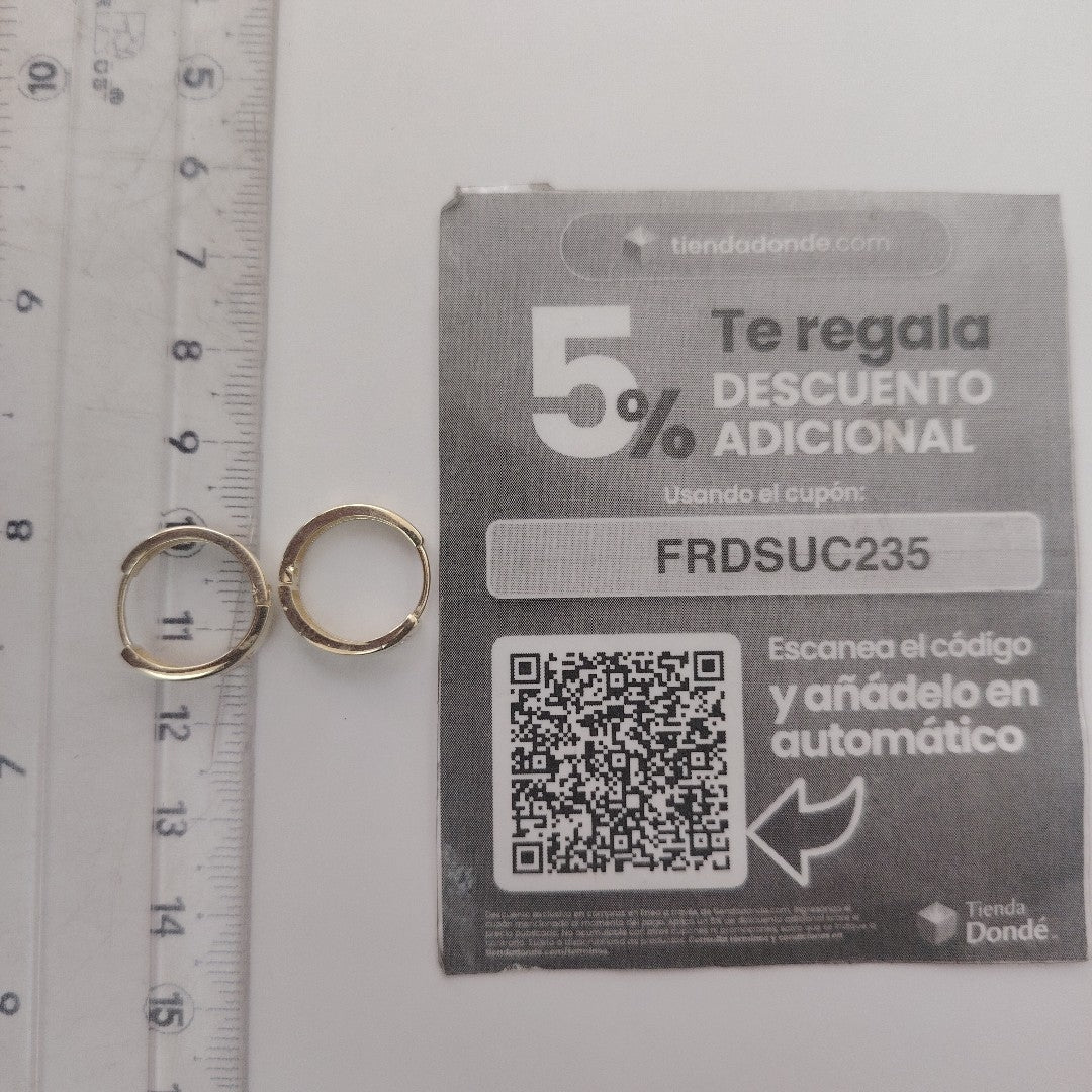ARETES TEJIDO HUGGIES CON CIRCONIAS 14K 3 GR (NUEVO)