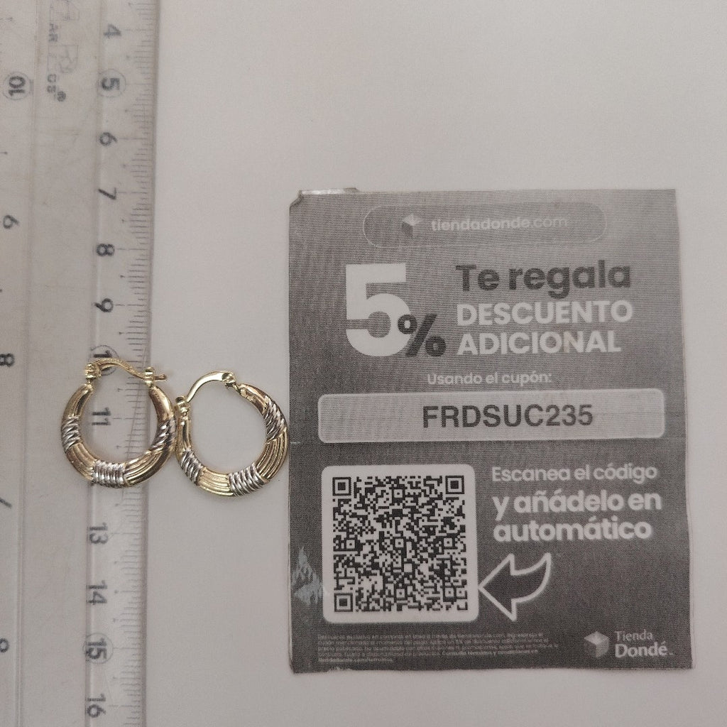 ARETES TEJIDO ARRACADAS COMBINADAS HUECAS 14K 1.9 GR (NUEVO)