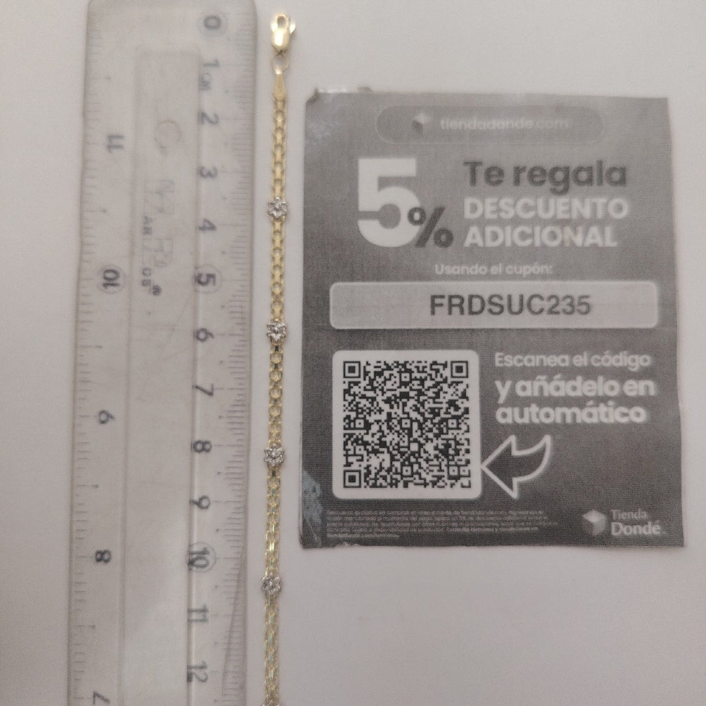 PULSERA ESPECIAL C FLORES 14K 18 CM 3 GR (NUEVO)