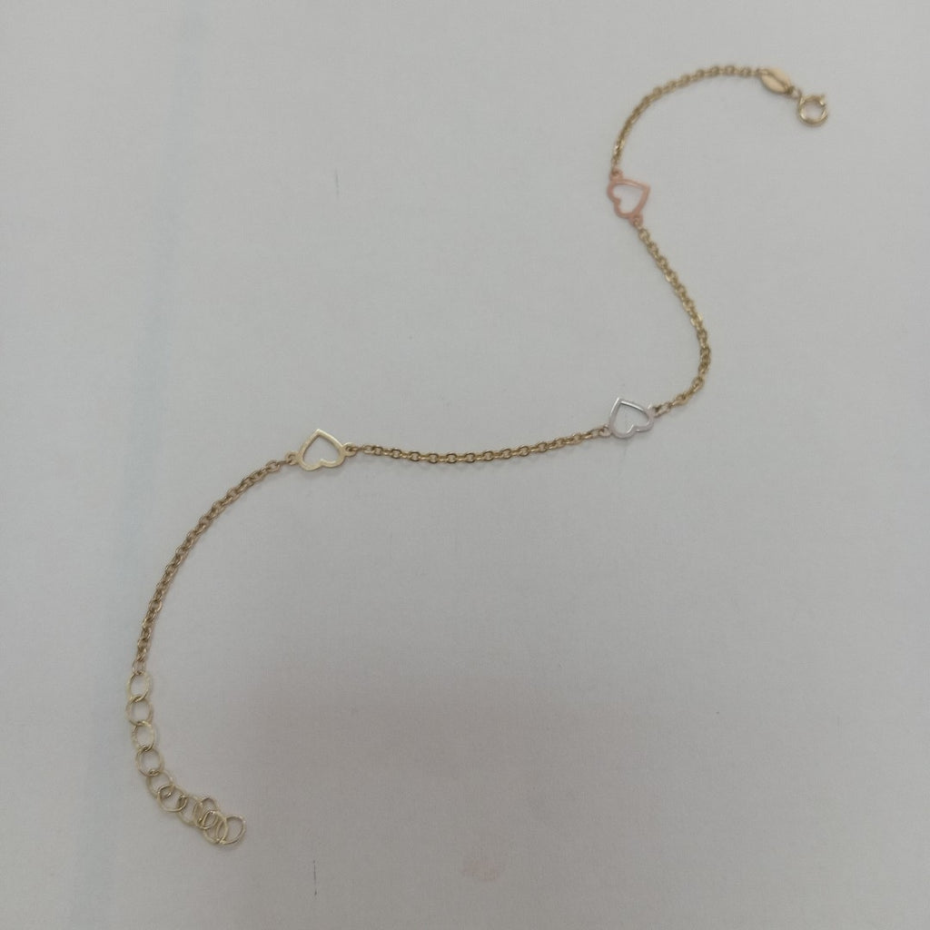 PULSERA ESPECIAL CON CORAZONES 10K 18 CM 1.2 GR (NUEVO)