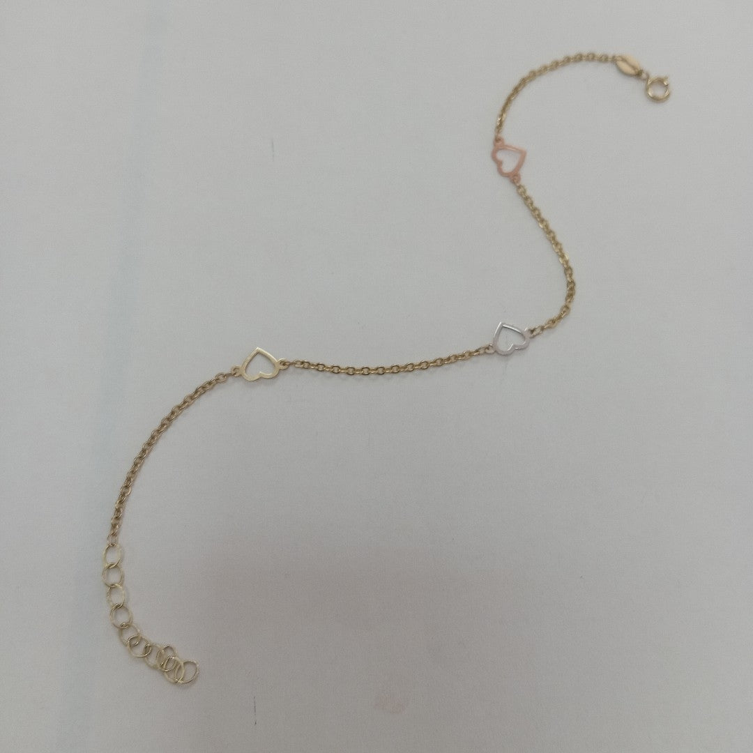 PULSERA ESPECIAL CON CORAZONES 10K 18 CM 1.2 GR (NUEVO)