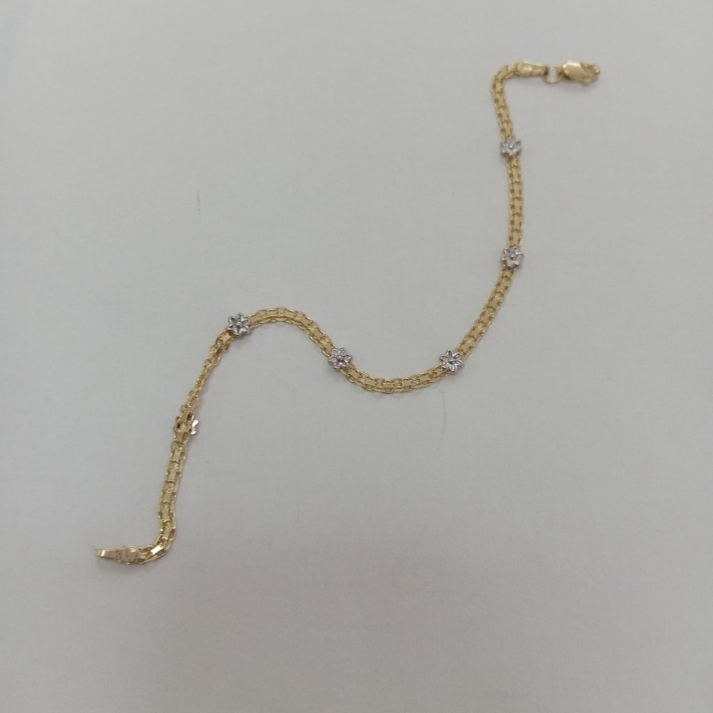 PULSERA ESPECIAL C FLORES 14K 18 CM 3 GR (NUEVO)