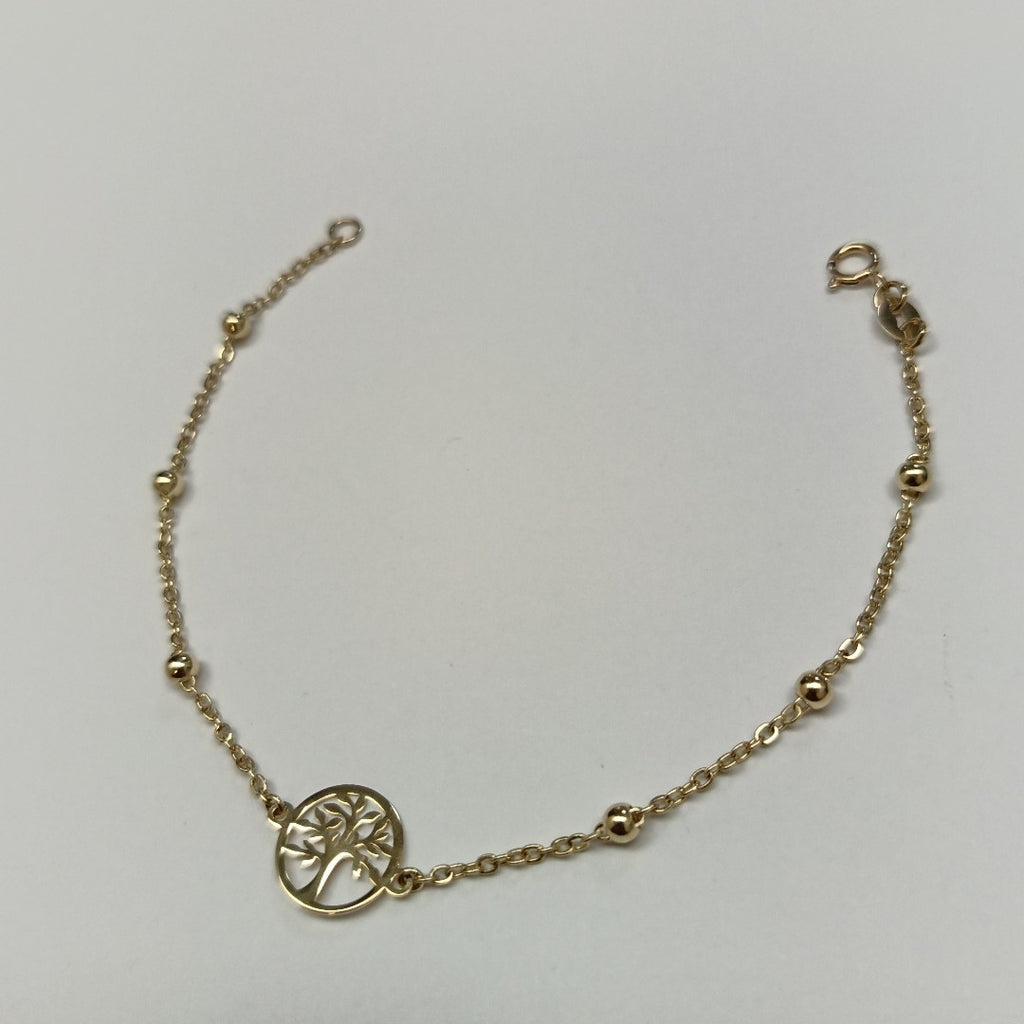 PULSERA TEJIDO ESPECIAL ARBOL 14K 18 CM 1.7 GR (NUEVO)