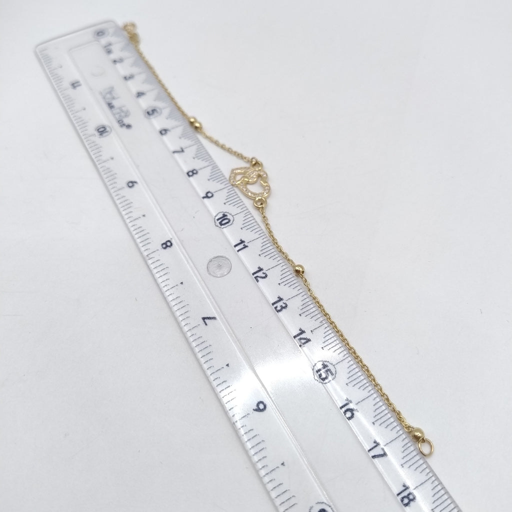 PULSERA TEJIDO ESPECIAL CORAZONES CON CIRCONIAS 14K 18 CM 2.4 GR (NUEVO)