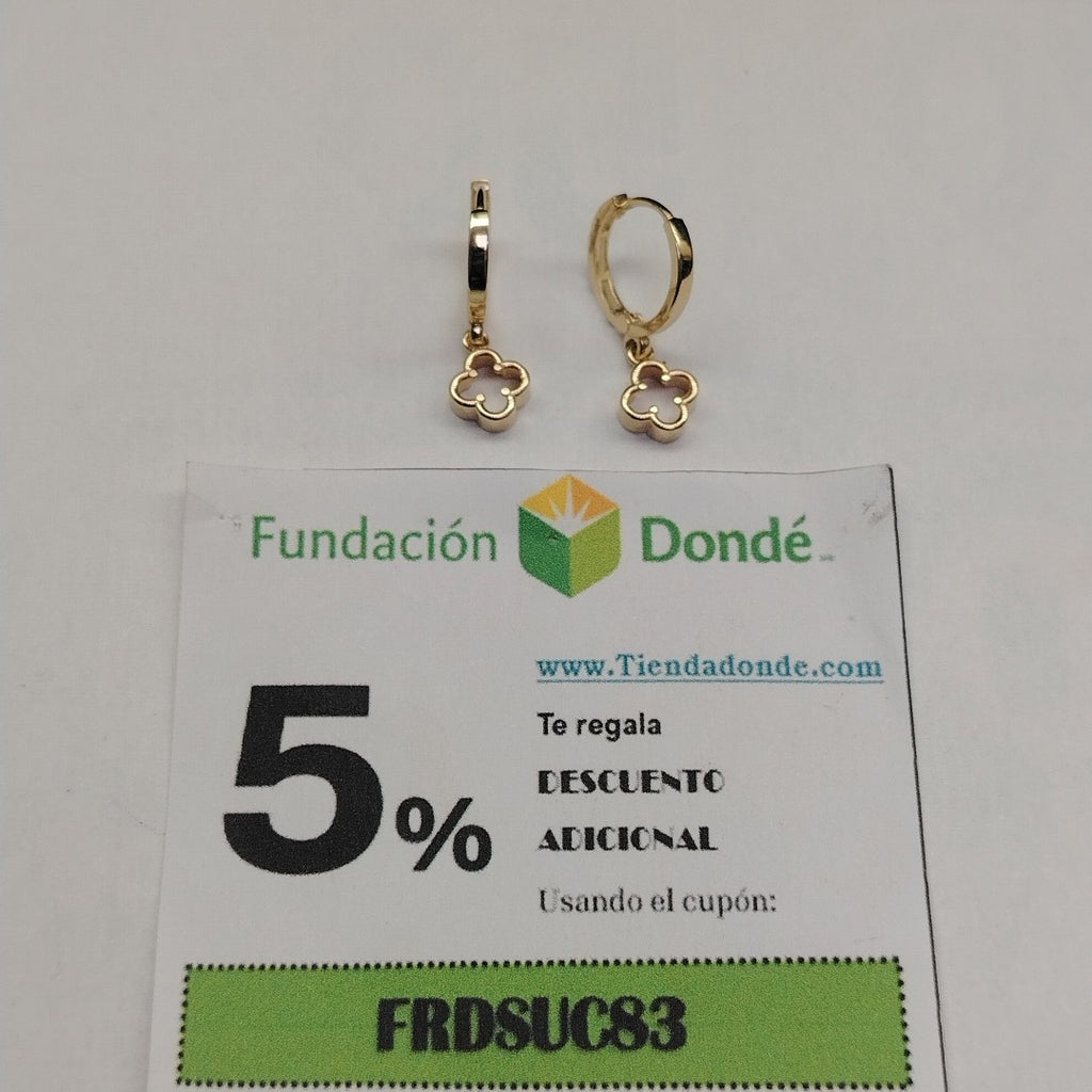 ARETES ARRACADAS CON DIJE 14K 2.4 GR (NUEVO)