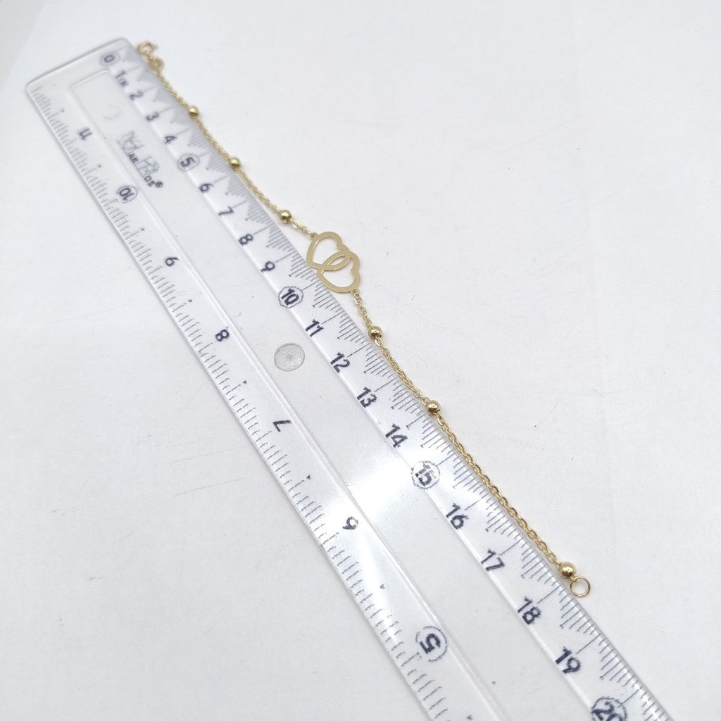 PULSERA TEJIDO ESPECIAL C CORAZONES 14K 18 CM 1.7 GR (NUEVO)