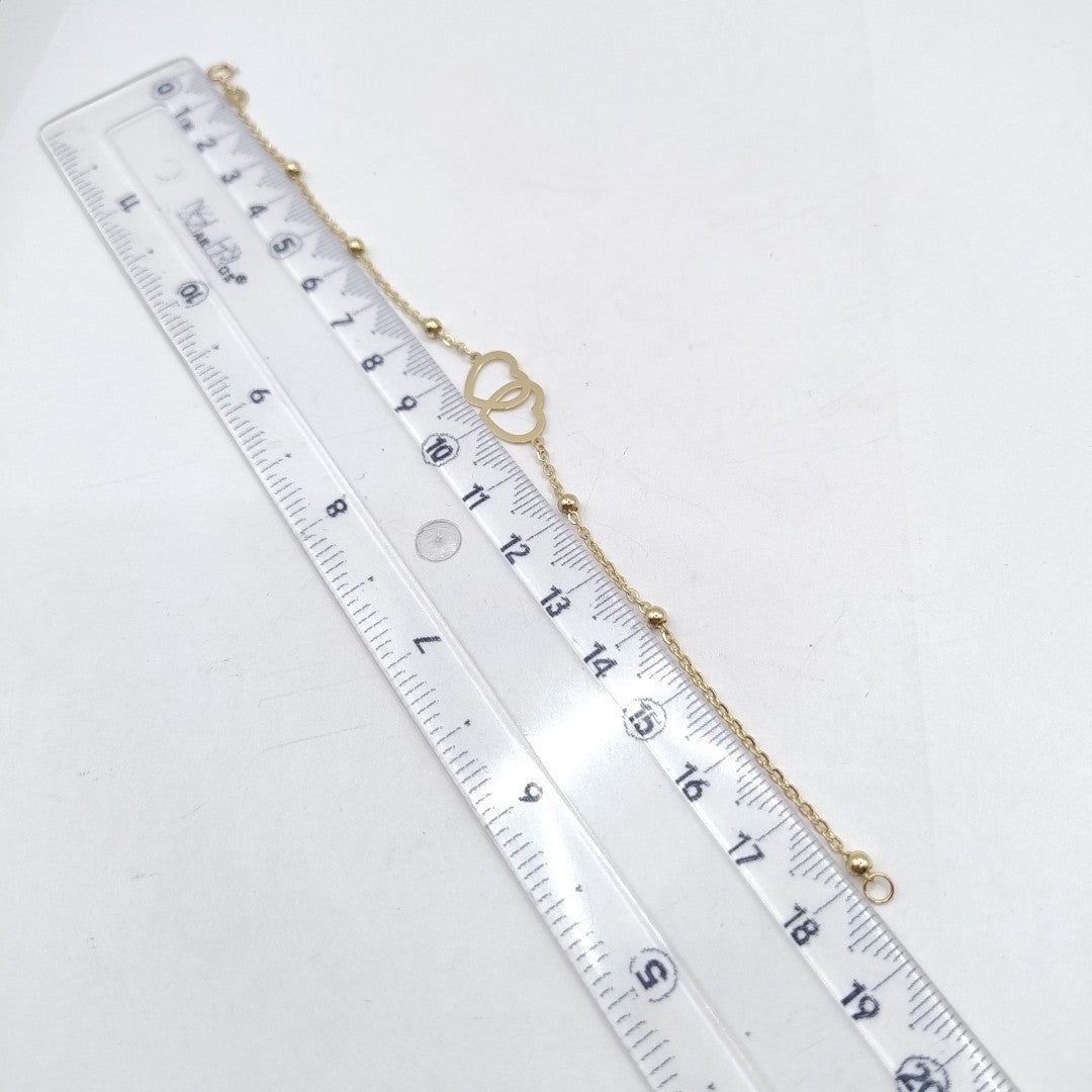 PULSERA TEJIDO ESPECIAL C CORAZONES 14K 18 CM 1.7 GR (NUEVO)