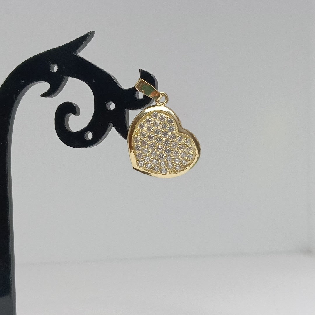 DIJE TEJIDO CORAZON CON CIRCONIAS 14K 1.7 GR (NUEVO)