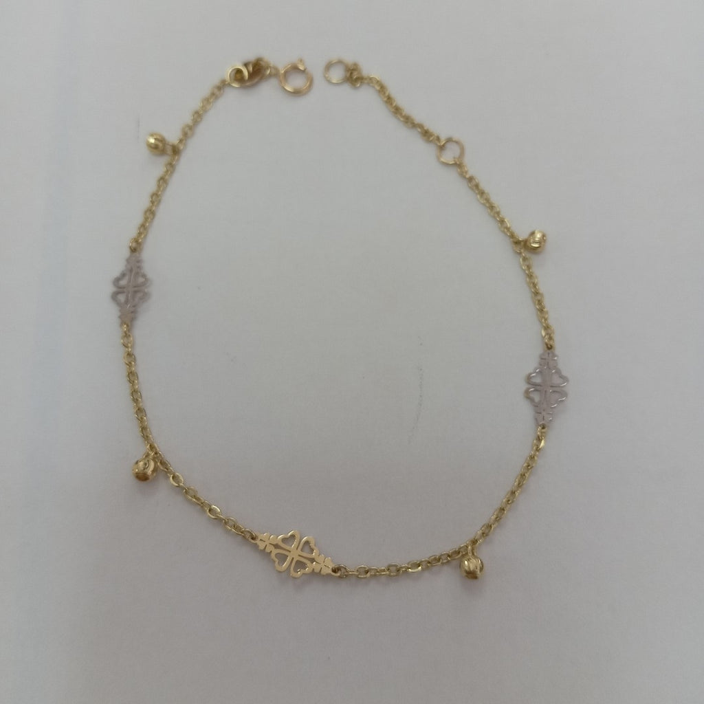 PULSERA ESPECIAL CON TREBOL 14K 18 CM 1.8 GR (NUEVO)