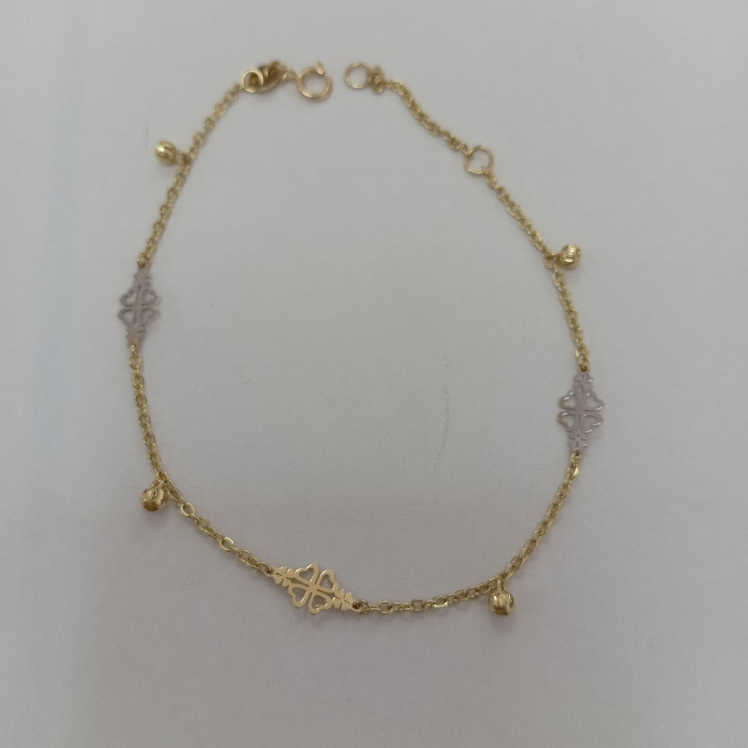 PULSERA ESPECIAL CON TREBOL 14K 18 CM 1.8 GR (NUEVO)