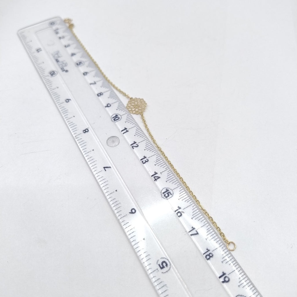 PULSERA TEJIDO ESPECIAL CON MANDALA 14K 18 CM 1.3 GR (NUEVO)