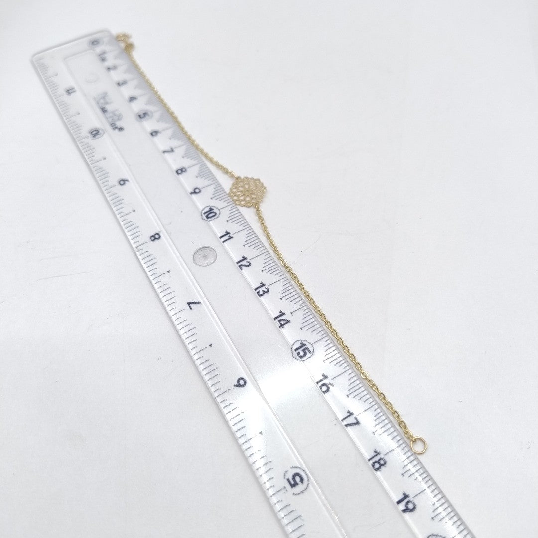 PULSERA TEJIDO ESPECIAL CON MANDALA 14K 18 CM 1.3 GR (NUEVO)