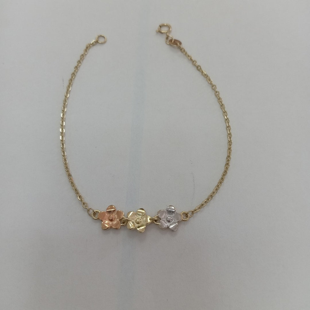 PULSERA TEJIDO ESPECIAL FIG FLORES 14K 18 CM 2 GR (NUEVO)