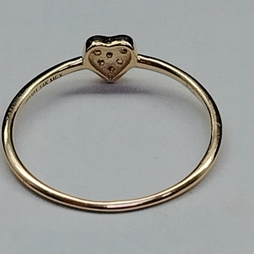 ANILLO ANILLITO CORAZON C CIRCONIA 14K 7 TALLA 0.8 GR (NUEVO)