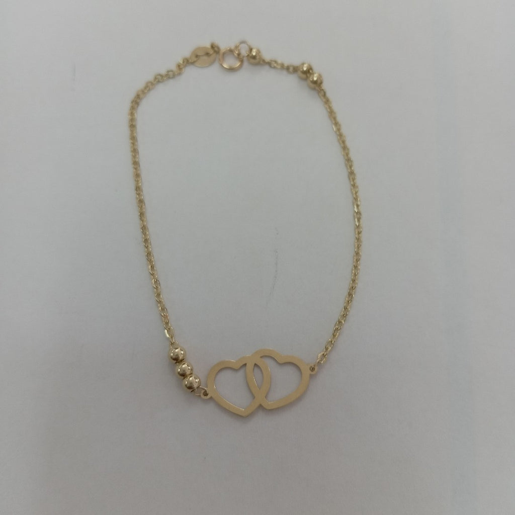 PULSERA TEJIDO ESPECIAL C CORAZONES 14K 18 CM 1.7 GR (NUEVO)