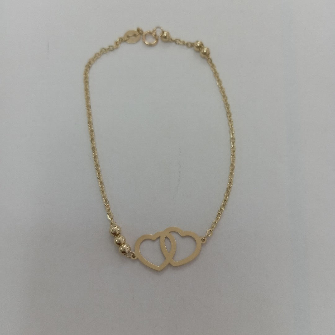 PULSERA TEJIDO ESPECIAL C CORAZONES 14K 18 CM 1.7 GR (NUEVO)