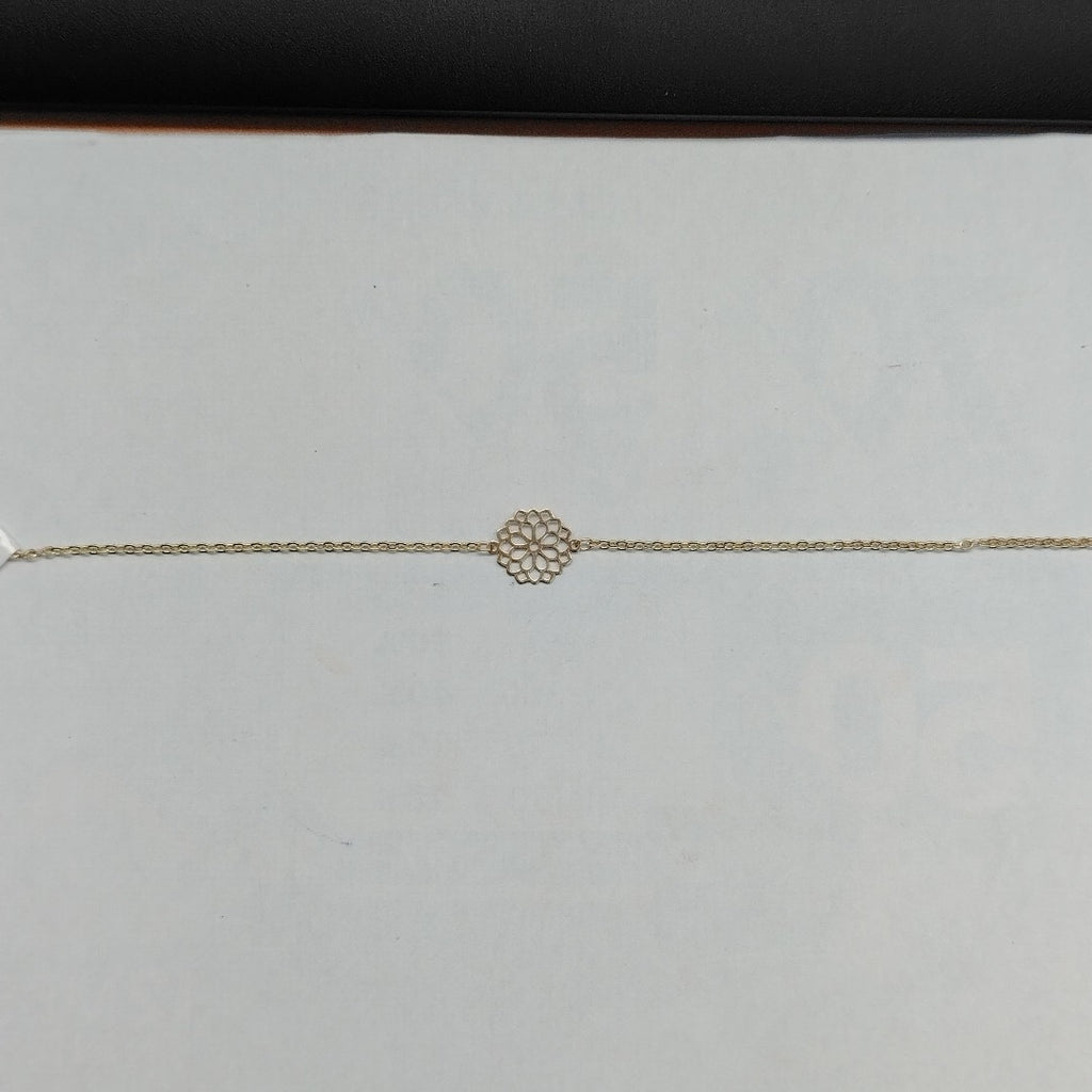 PULSERA TEJIDO ESPECIAL CON MANDALA 14K 18 CM 1.3 GR (NUEVO)