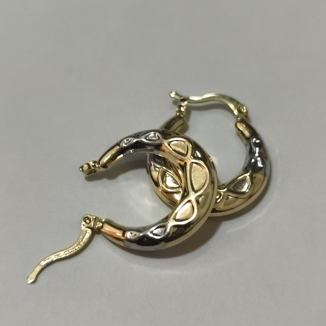 ARETES ARRACADAS COMBINADAS CON INFINITO 14K 2.2 GR (NUEVO)