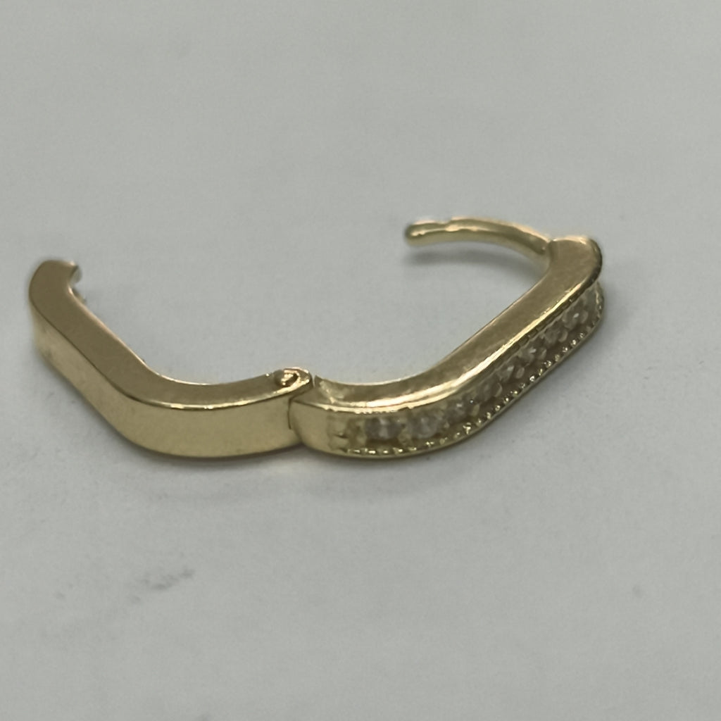 ARETES HUGGIES OVALADA C CIRCONIAS 14K 2.5 GR (NUEVO)