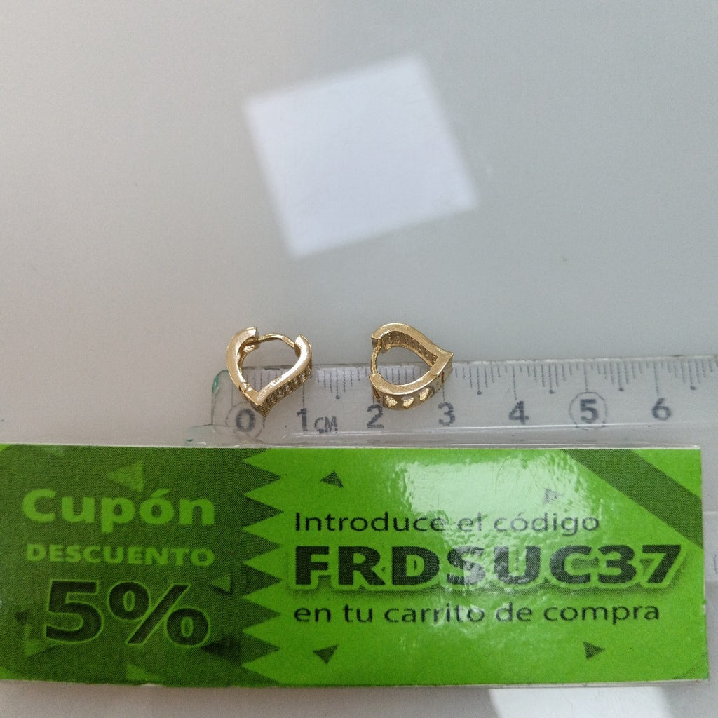 ARETES ARRACADAS CORAZON C CIRCONIAS 14K 2.3 GR (NUEVO)