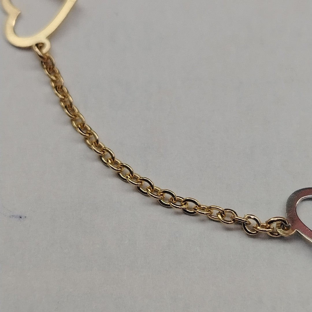 PULSERA ESPECIAL CON CORAZONES CONBINADOS 14K 18 CM 1.6 GR (NUEVO)