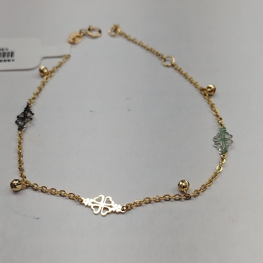 PULSERA ESPECIAL CON TREBOL 14K 18 CM 1.9 GR (NUEVO)