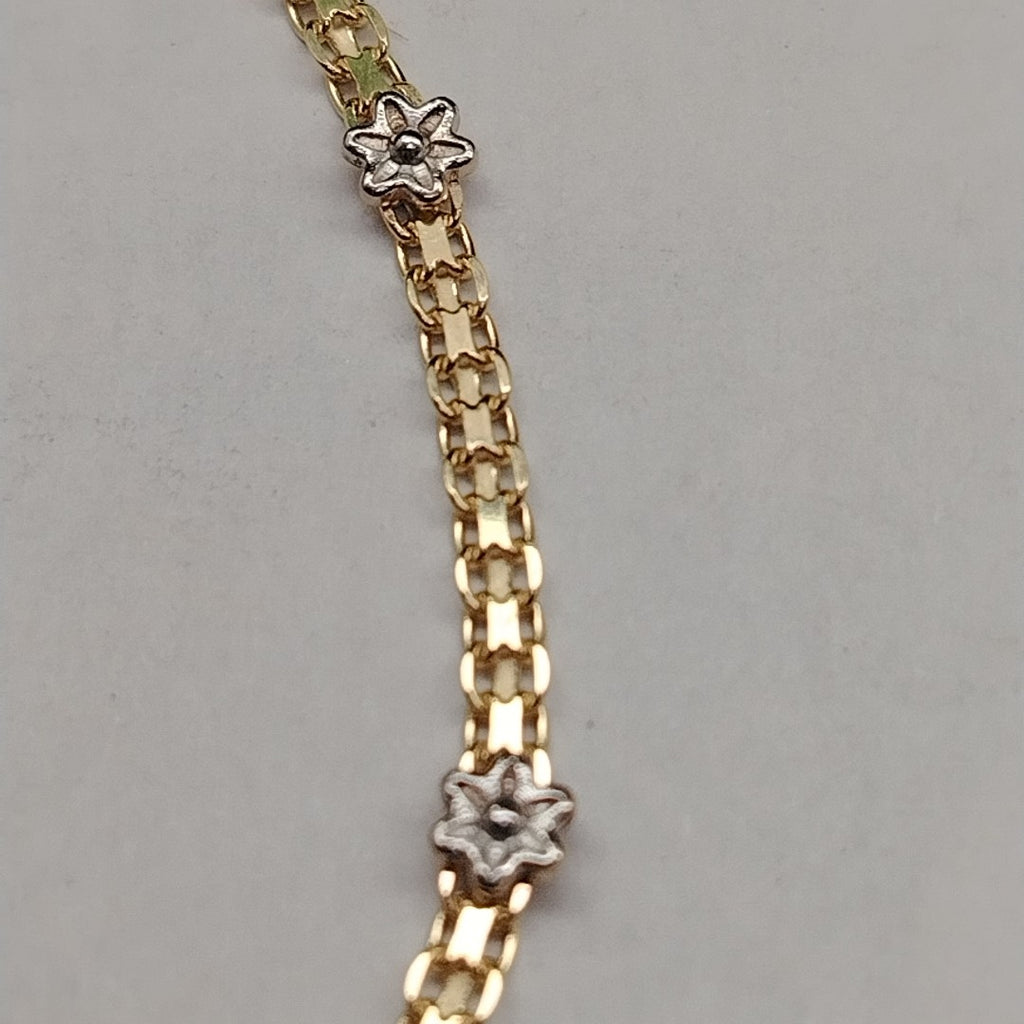 PULSERA ESPECIAL C FLORES 14K 18 CM 2.9 GR (NUEVO)