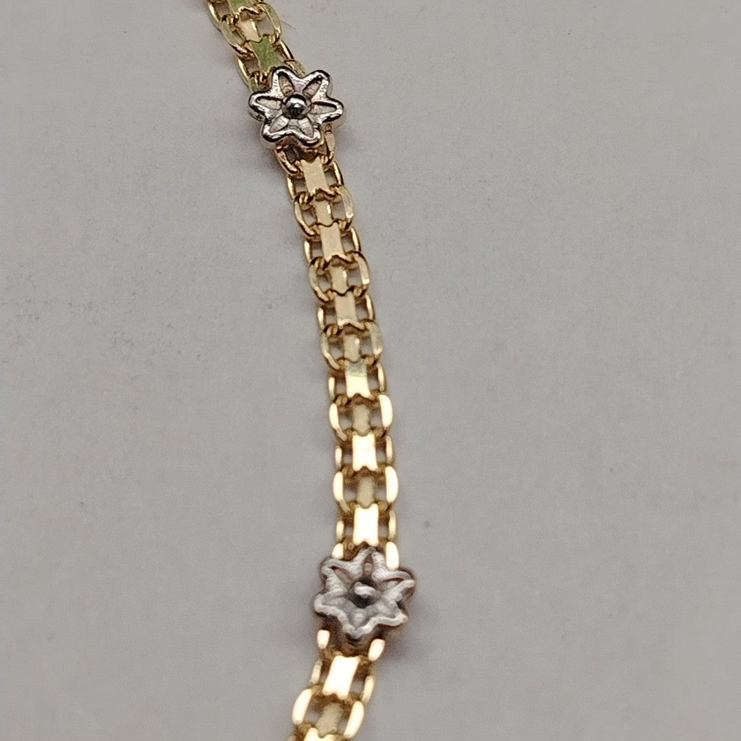 PULSERA ESPECIAL C FLORES 14K 18 CM 2.9 GR (NUEVO)