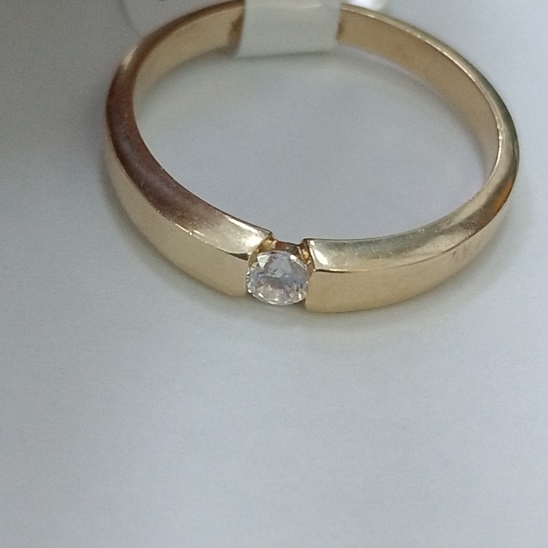 ANILLO ANILLITO SOLITARIO C CIRCONIA 14K 7 TALLA 2.7 GR (NUEVO)